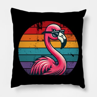 Cool Retro Flamingo in Sunglasses 70s 80s 90s Funny Flamingo Pillow