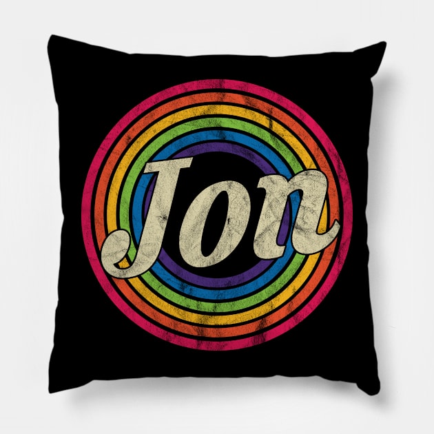 Jon - Retro Rainbow Faded-Style Pillow by MaydenArt