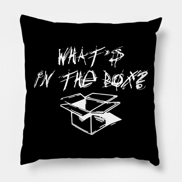 What's In The Box - White Pillow by BigOrangeShirtShop