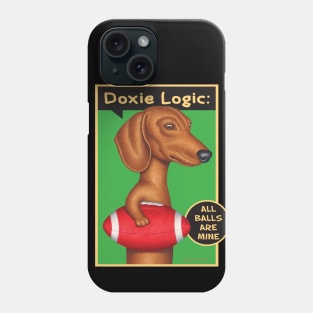 Football Doxie Dog on Dachshund Holding Red Football tee Phone Case