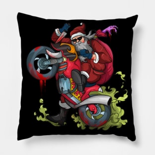 Zombie Biker Santa Motorcycle Christmas Pillow