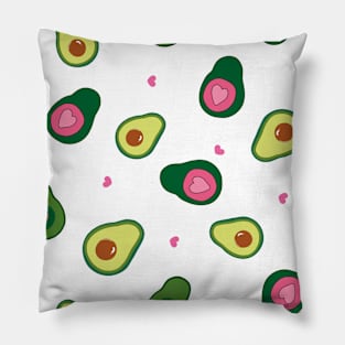 Hand drawn cute avocados with pink hearts Pillow