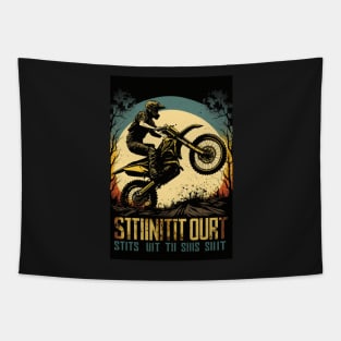 Dirt bike wheelie - yellow moon Tapestry