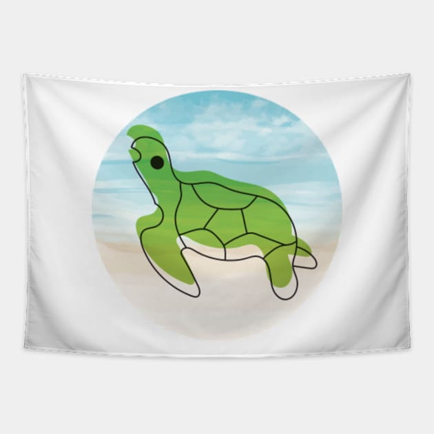 Cute Sea Turtle Tapestry by Art master