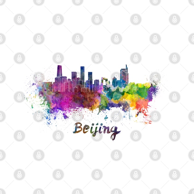 Beijing skyline in watercolor by PaulrommerArt