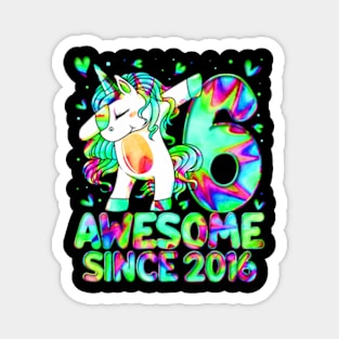 6Th Birthday Colorful Tie Dye 6 Year Old Unicorn Girls Magnet