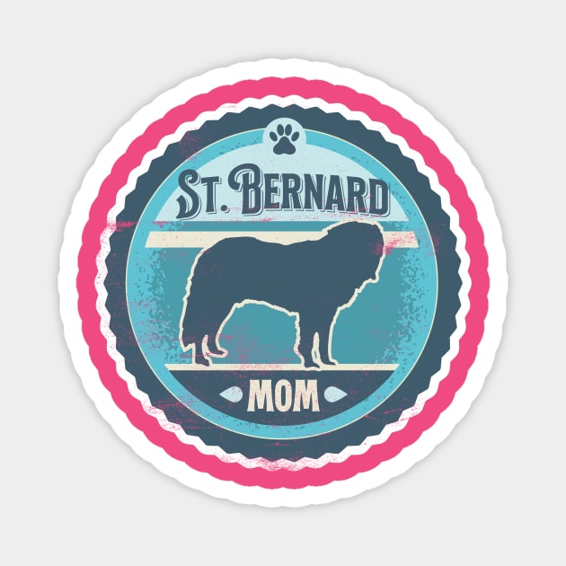 St. Bernard Mom - Distressed Saint Bernard Silhouette Magnet by DoggyStyles