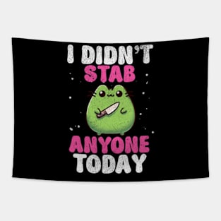 I Didn't Stab Anyone Today Sassy Sarcastic Kawaii Frog Tapestry