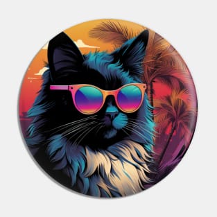 Retro Wave Balinese Cat Shirt Pin