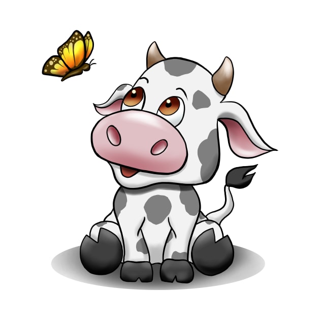 Baby Cow with a butterfly by alexandre-arts