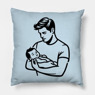 Daddy Holding Sleeping Baby Pillow