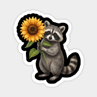 Raccoon Holding Sunflower Wildlife Nature Lover Magnet