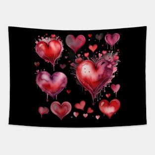 Valentine Romance: Blended Watercolor Hearts Tapestry
