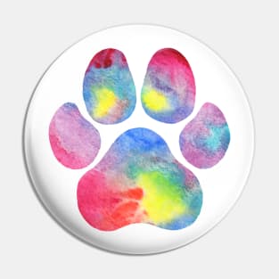 Pink Rainbow Watercolor Paw Print Pin