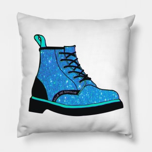 Glittery Sparkly Blue Boot Pillow