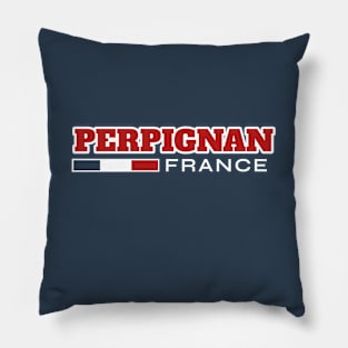 Perpignan France Retro Pillow