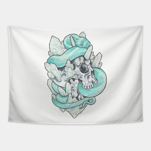 White Crystal Skull Tapestry by NinjaSquirell