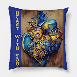 Heart with you, antiwar blue-yellow Pillow