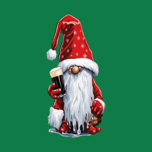 Festive Gnome Holding A Glass Of‎ Irish Dry Stout T-Shirt