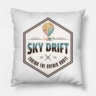 Hot air ballon scenic route watercolor Pillow