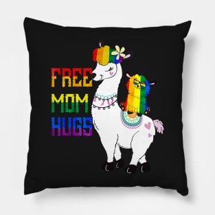 Llama Mom Free Mom Hugs Tshirt Rainbow Heart LGBT Pride Month Pillow