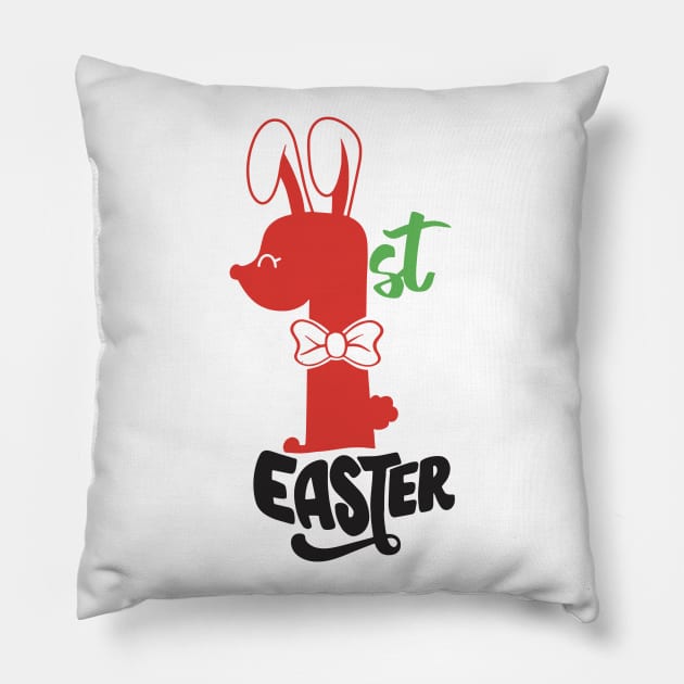 1st easter, babys first easter Pillow by 9georgeDoodle