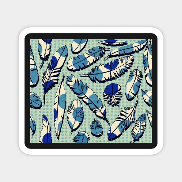 Vintage Feathers (aqua blue) Magnet by BessoChicca