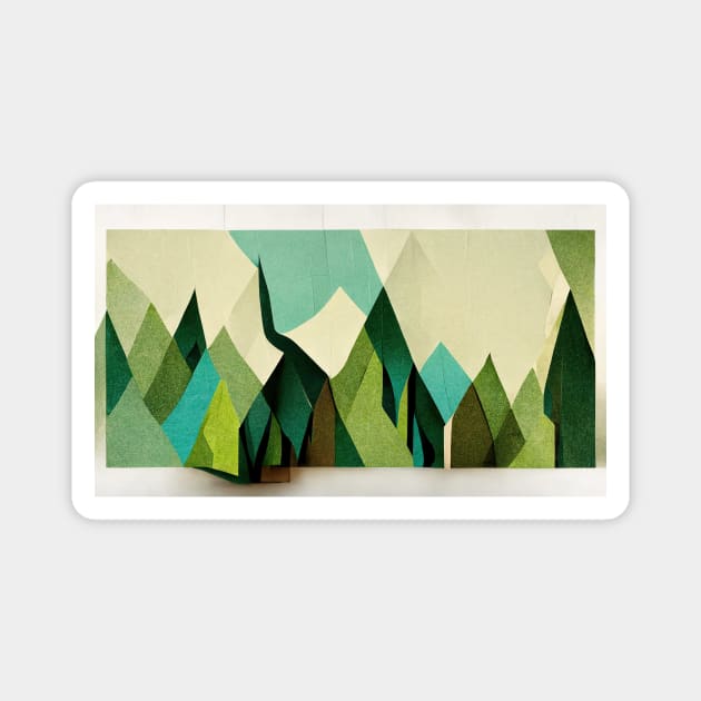 Lost in the Wilderness - Abstract Minimalism Papercraft Landscape Magnet by JensenArtCo