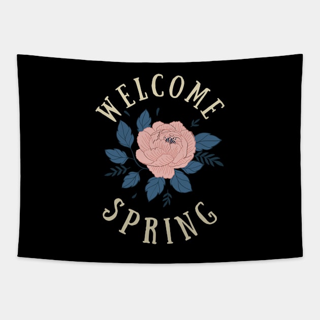 Hello Springtime Pink Flower March April May Earth Green Nature Mental Health Shirt Encouragement Love Inspirational Positivity Cute Happy Spiritual Gift Tapestry by EpsilonEridani