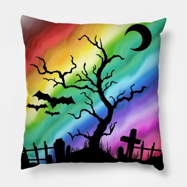 Rainbow Halloween Pillow by Smoky Lemon