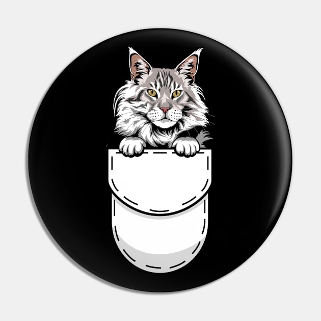 Funny Maine Coon Pocket Cat Pin by Pet My Dog