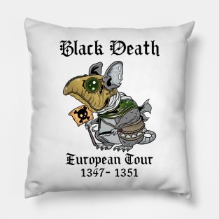The Pestilent Sentinel: Plague Doctor's Black Death Rat Design Pillow