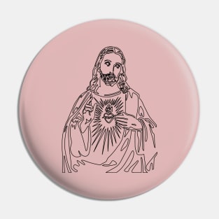 Immaculate heart of Jesus - black lines Pin