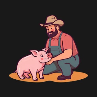 Pig Farmer Shirt | Farmer With A Pig T-Shirt