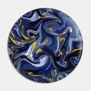 Delft Blue and Gold Silk Marble - Blue and White Liquid Paint Pattern Pin