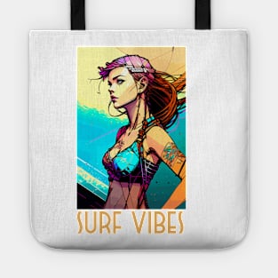 surf vibes, surfer girl, beach party, v8 Tote