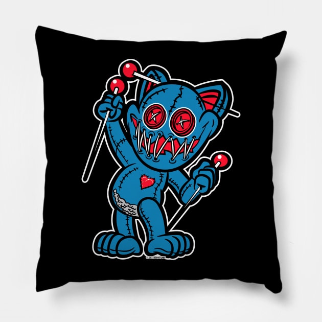 Happy VooDoo Kitty Cat Doll Tennessee Colors Pillow by eShirtLabs