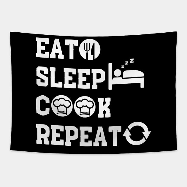 Eat Sleep Cook Repeat Tapestry by NomiCrafts