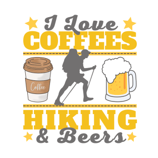 I Love Coffees, Hiking and Beers Sticker T-Shirt