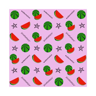 Summer pattern with watermelon on a pink background T-Shirt