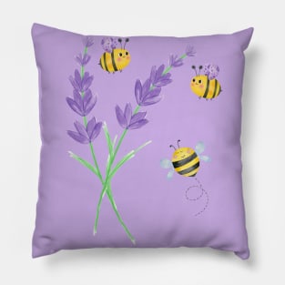 Happy flowers and cute little bees. Pillow