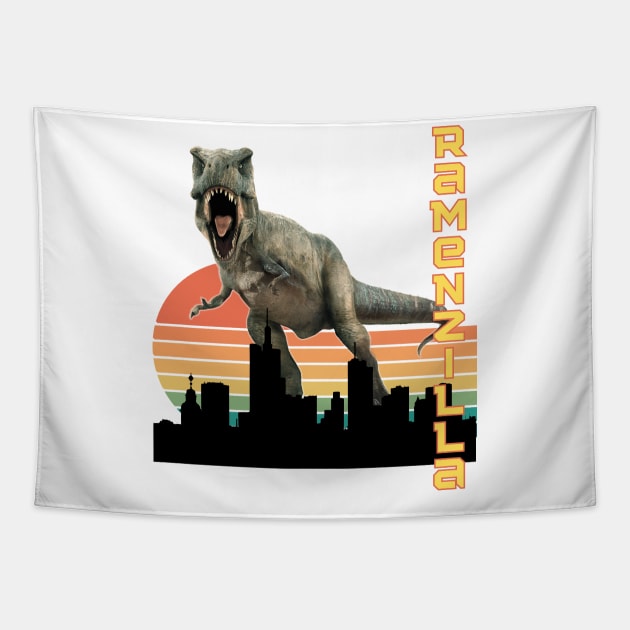 Ramenzilla-Retro Funny Tapestry by ARTSYVIBES111