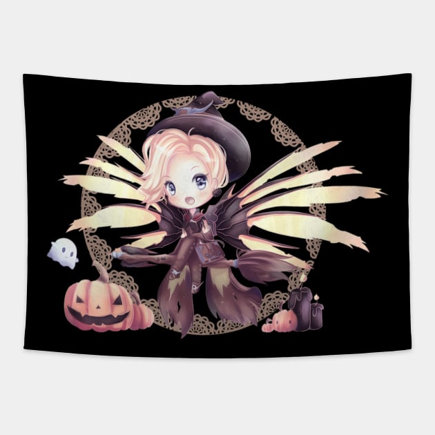 Cute Chibi Mercy Witch Painting Tapestry by Blonya