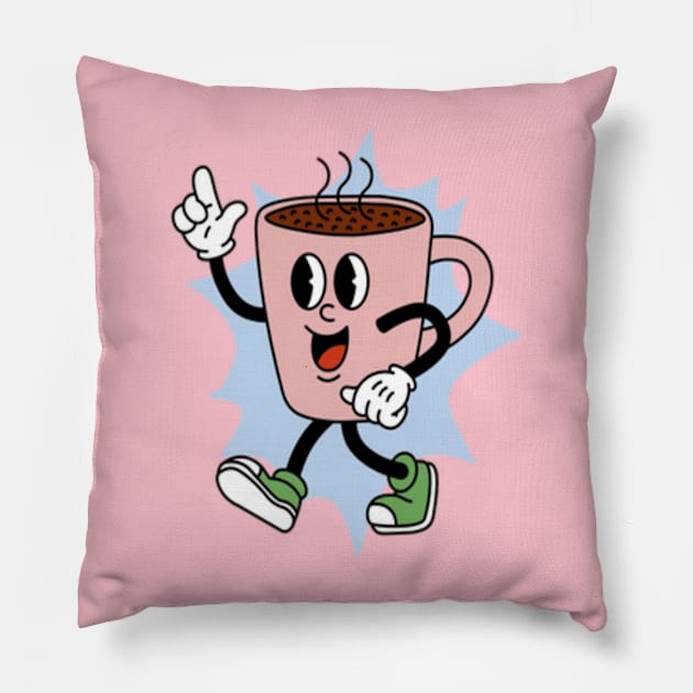 coffee retro cartoon Pillow by MN-STORE