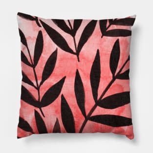 Black branches - red background Pillow