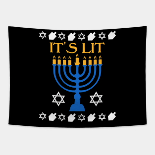 It's Lit Hanukkah Jewish Holiday Chanukah Tapestry