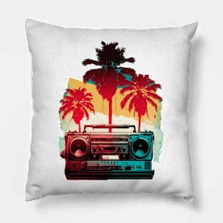 Boomboxing Beach vintage Pillow