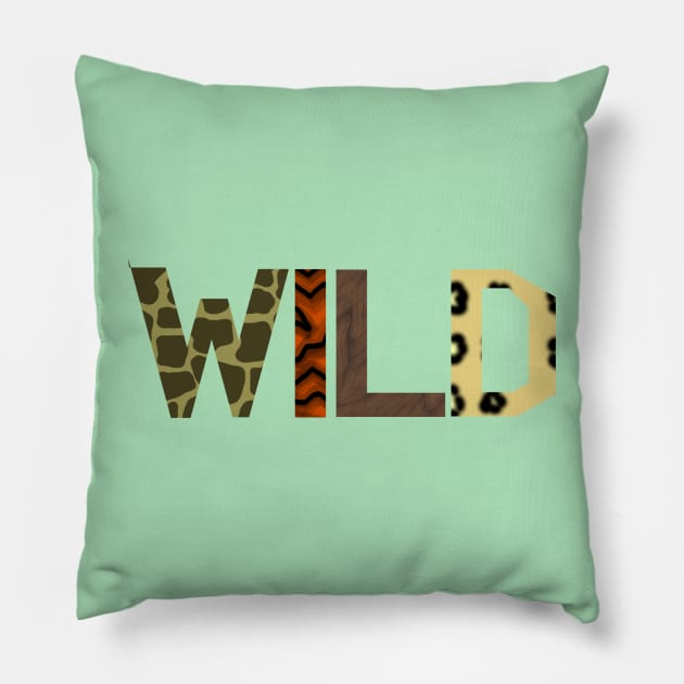 WILD Animal Print Text Pillow by LochNestFarm