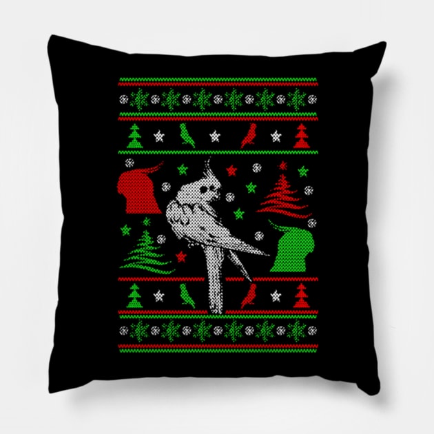 Cockatiel Ugly Christmas Sweater Pillow by uglygiftideas