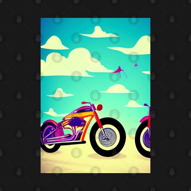 DREAMY RETRO MOTORCYCLE ON A BEACH by sailorsam1805